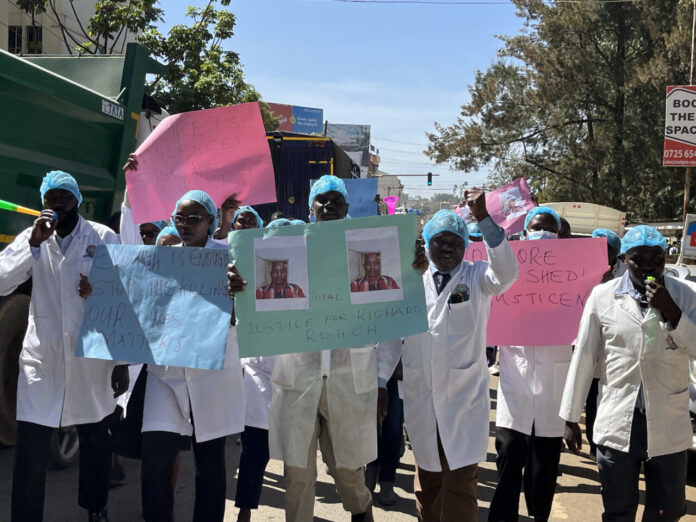 MTRH Staff Storm Eldoret Police Station, Demand Justice For Slain Colleague