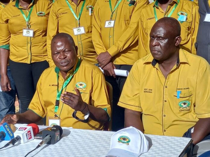 KUPPET Secretary General Akelo Misori with National Chairman Omboko Milemba KUPPET