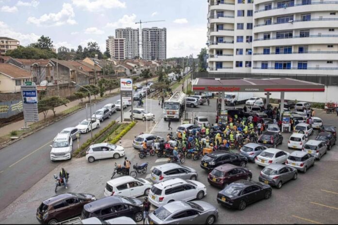 kenyans refueling at petrol station